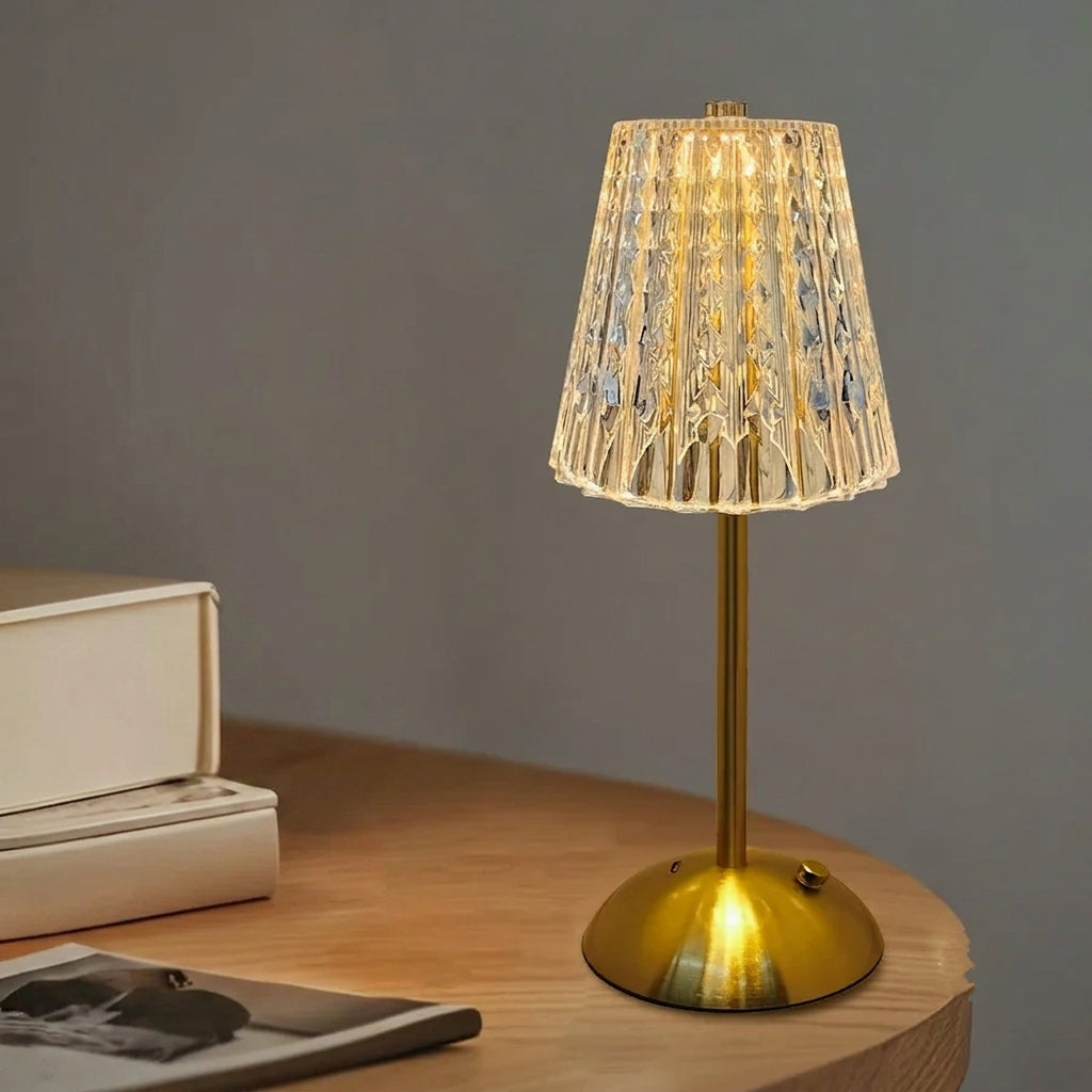 Lampe de Table « Étoile de Cristal » — LED Tactile Rechargeable, Effet Cristal