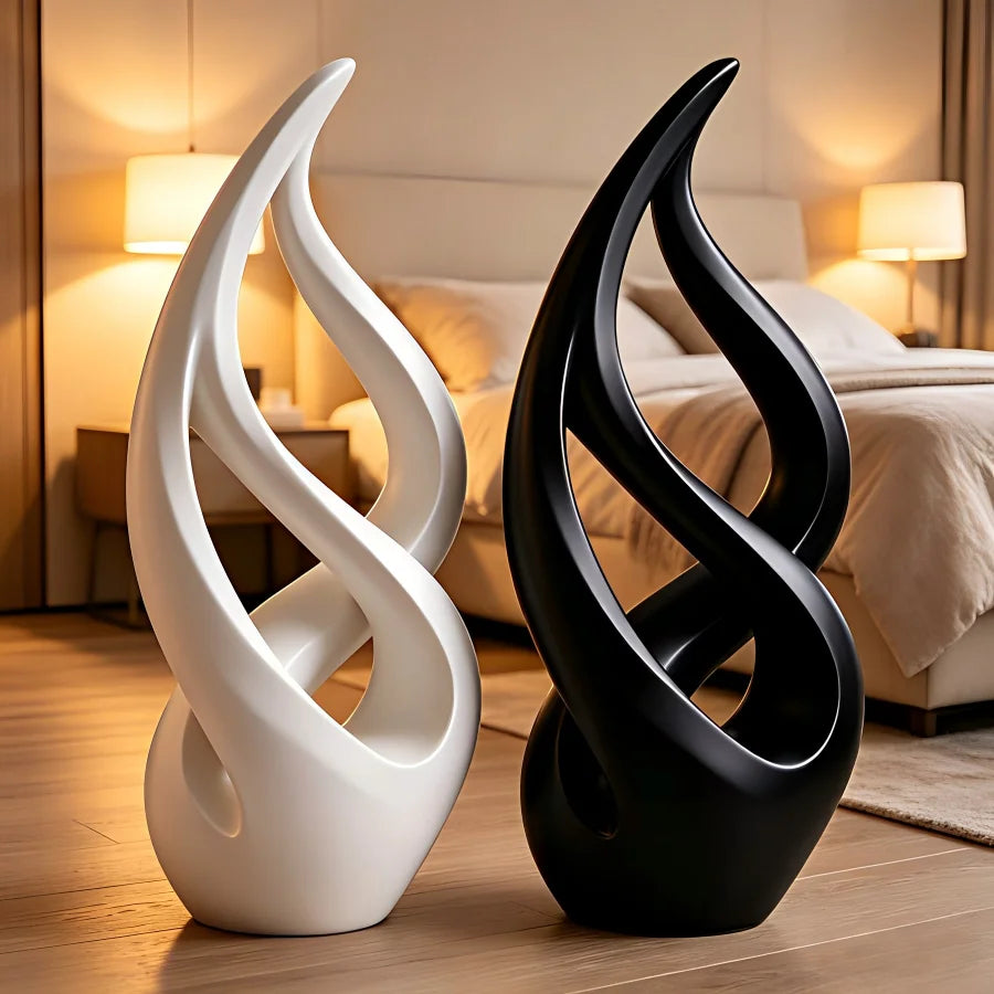 Sculpture abstraite design noir et blanc - Maison Rovelia (vue 1)