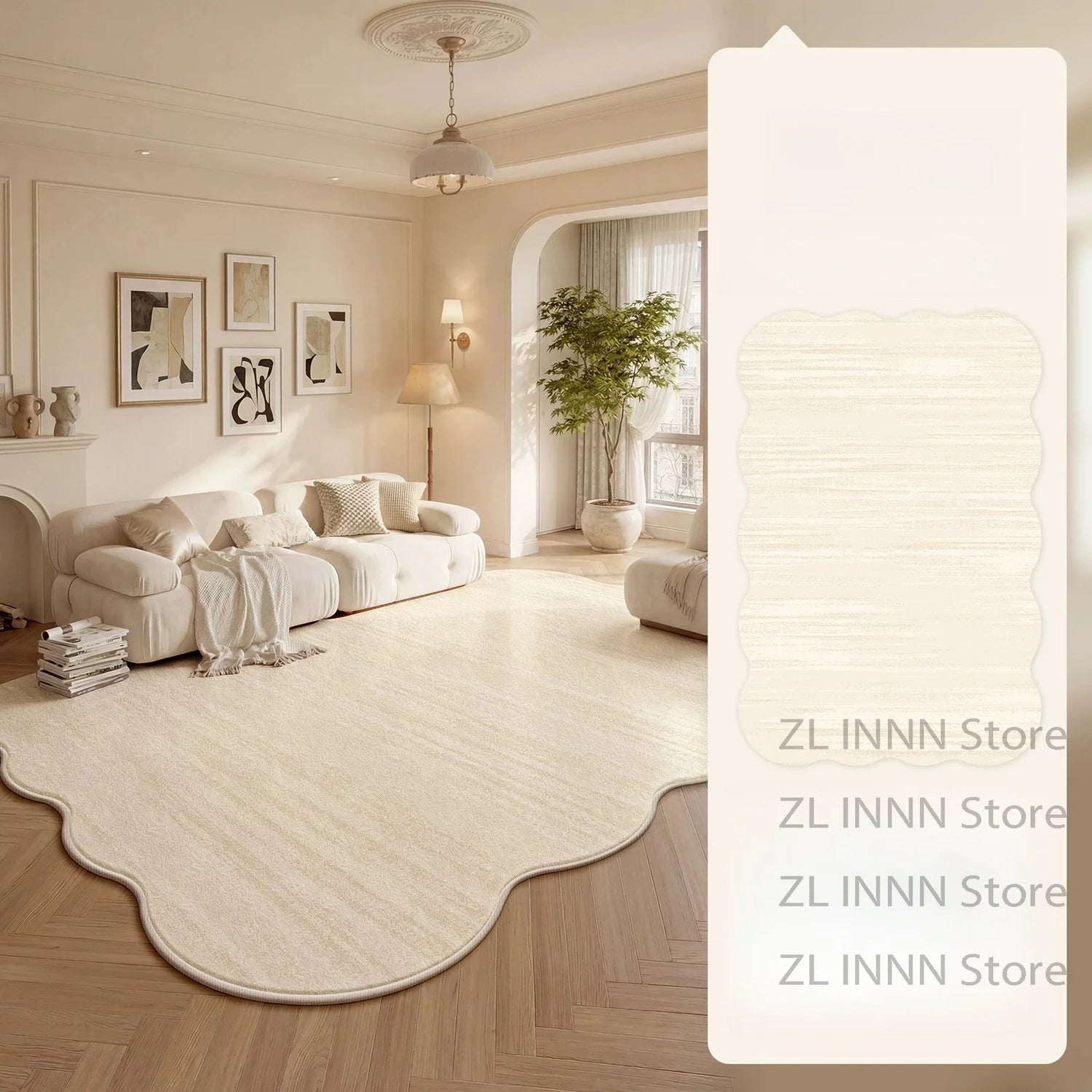 Tapis Nuage moelleux forme irrégulière crème - Maison Rovelia (vue 1)